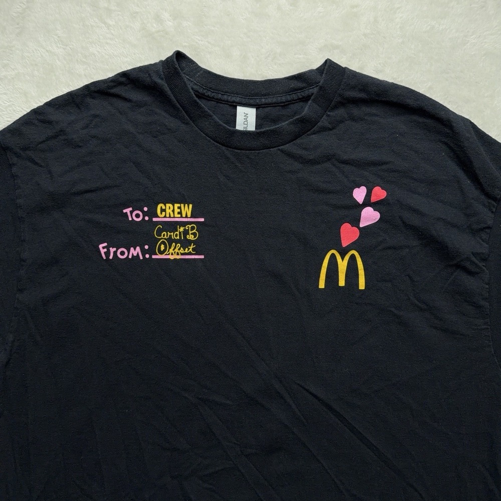 Mcdonalds Cardi B Offset Crew T-Shirt Size XL Black McD's Employee Promo Shirt - Picture 2 of 10